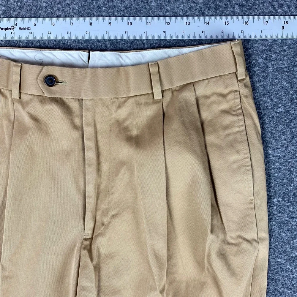 Brooks Brothers Country Club Mens‎ 34x30 Khaki Pleated Cuffed Cotton Chino Pants